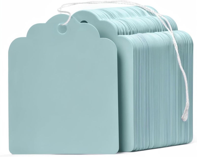 200 Pcs Blue Price Tags with String Attached, Pre-Strung Writable Paper Clothing Tag for Bags Clothing Jewelry Retail Pricing DIY Crafts Gift Wrapping